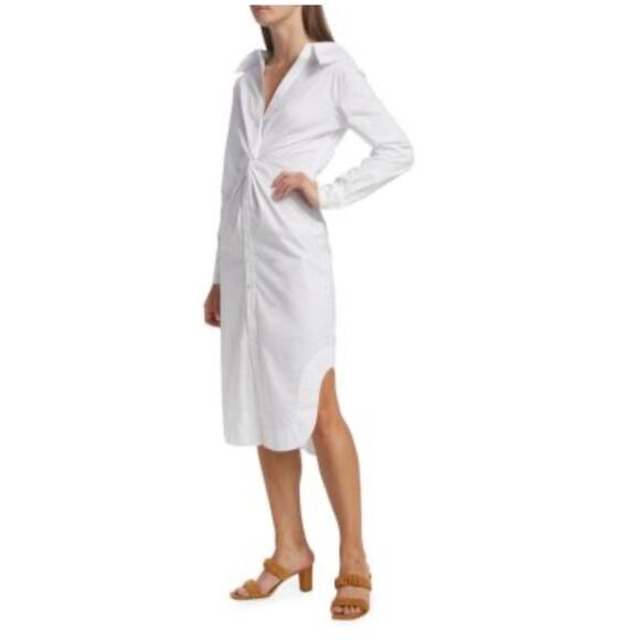 STAUD Clea White Collared Midi Shirt Dress Minimalist Chic Resort Wear Small - Picture 13 of 14